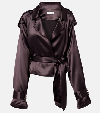 Simona cropped satin trench coat | The Frankie Shop