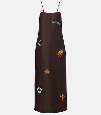 Verziertes Maxikleid aus einem Leinengemisch | Alémais