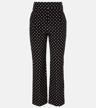 Pantalones rectos cropped de seda con lunares | Valentino