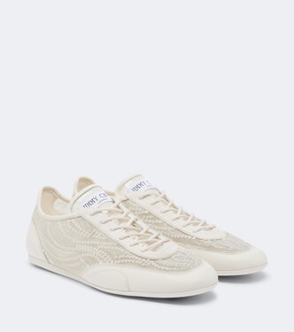 Sunny suede-trimmed embellished sneakers | Jimmy Choo