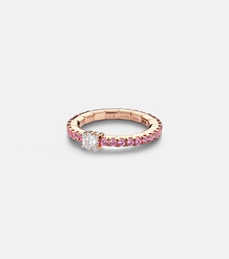 Stretchy 18kt rose gold ring with diamond and sapphires | Bucherer Fine Jewellery