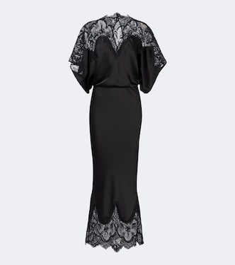 Abito midi Reverse Obie in raso con pizzo | Norma Kamali