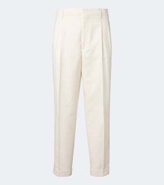Pleated wool and cotton straight pants | Brunello Cucinelli