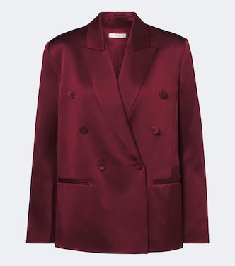 Double-breasted silk satin blazer | The Sei