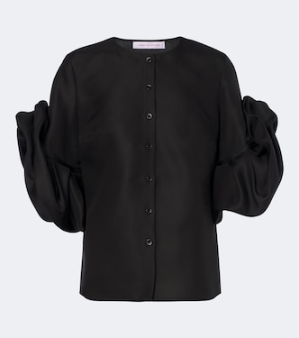 Floral-appliqué silk top | Carolina Herrera