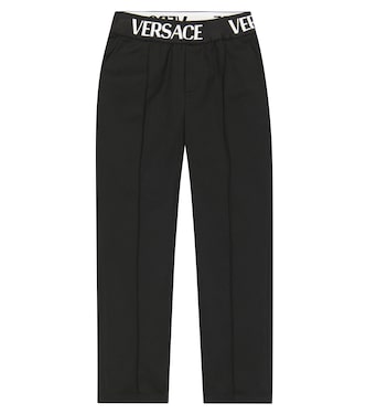 Logo high-rise cotton pants | Versace Kids