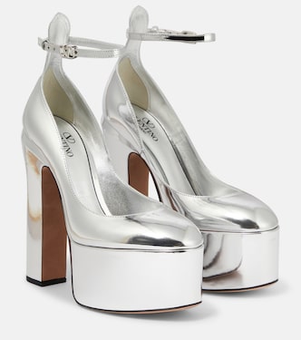 Tan-Go 155 metallic leather platform pumps | Valentino Garavani