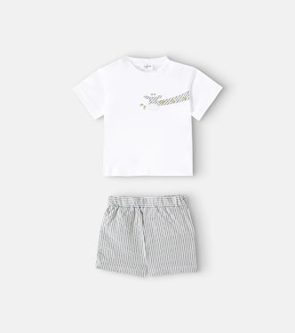 Baby striped cotton T-shirt and shorts set | Il Gufo