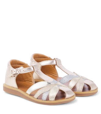 Sandalen Poppy Oto aus Metallic-Leder | Pom d'Api
