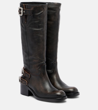 Dakota leather knee-high biker boots | Chloé