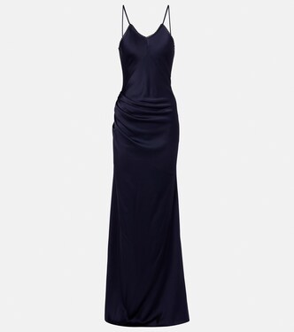 Lace-trimmed satin maxi dress | Victoria Beckham