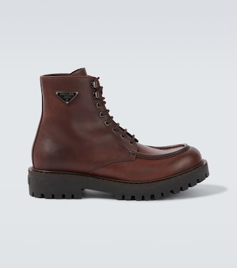 Leather lace-up boots | Prada