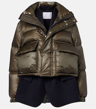 Layered wool-trimmed down jacket | Sacai
