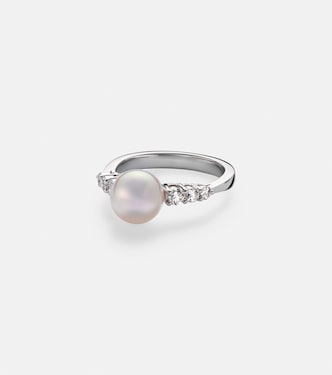 Bague en or blanc 18 ct à perles et diamants | Mikimoto