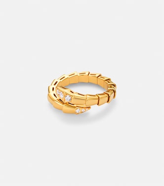 Serpenti Viper 18kt gold ring with diamonds | Bvlgari