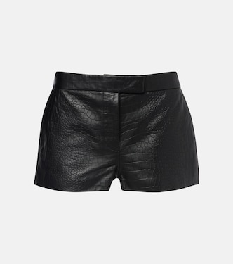 Croc-effect leather shorts | Alex Perry