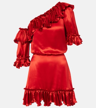 Ruffled silk satin minidress | Saint Laurent