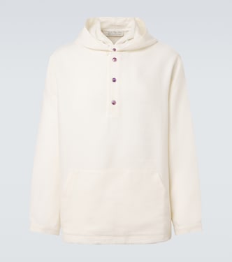 Hooded linen jacket with amethyst | God's True Cashmere