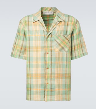 Camicia Moss in lino a quadri con corniola | God's True Cashmere