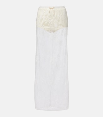 Eteri bow-detail floral lace midi skirt | Aya Muse