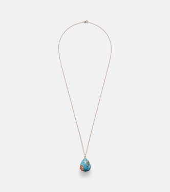 Pendentif L'océan 9kt gold necklace with turquoise, diamonds, and gemstones | Yvonne Léon