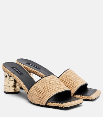 Mules Tape de efecto rafia con piel | Givenchy