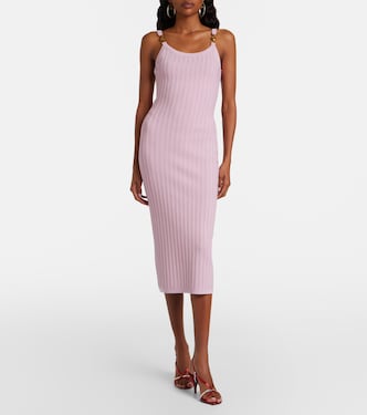 medusa accent knit dress Versace Button-Front Knit Medusa Mini Dress