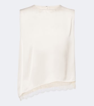 Lace-trimmed satin top | Vince