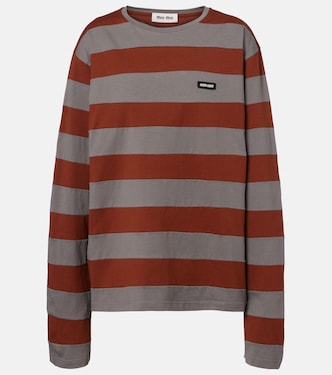 Striped cotton jersey T-shirt | Miu Miu