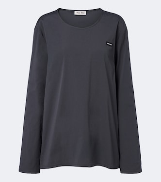 Cotton-blend poplin T-shirt | Miu Miu