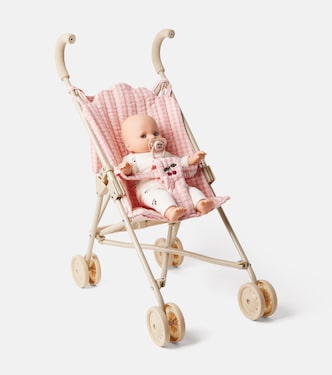 طقم عربة دمية بنقشة الغينغهام Poppy doll | Konges Sløjd