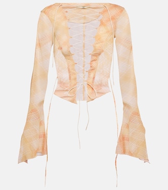 Lace-up silk-blend shirt | KNWLS