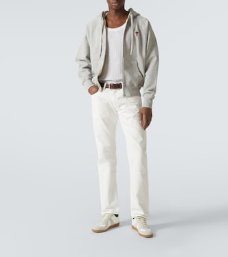Ami De Cœur cotton jersey zip-up hoodie in grey - Ami Paris