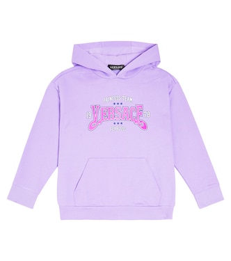 Logo cotton jersey hoodie | Versace Kids