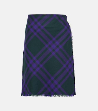 Checked wool wrap skirt | Burberry