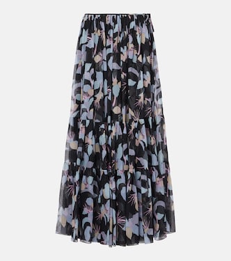 Floral pleated silk maxi skirt | Chloé