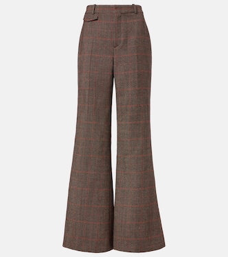 Pantalones flared de lana virgen a cuadros | Chloé