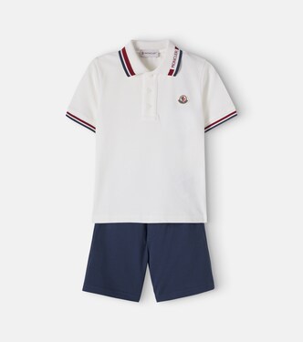 Cotton piqué polo shirt and shorts set | Moncler Enfant