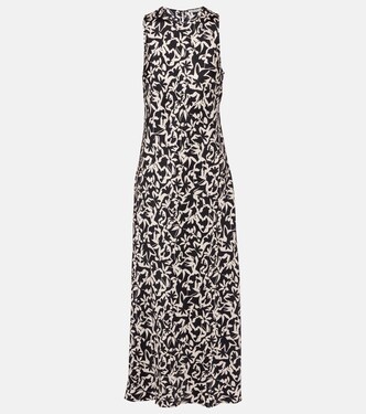 Valencia printed silk twill maxi dress | Asceno