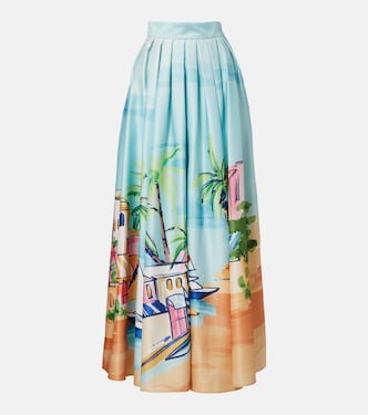 Printed satin maxi skirt | Leo Lin