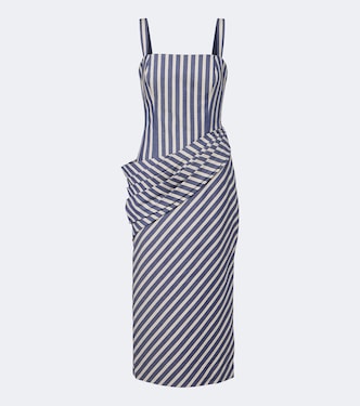 Striped draped cotton cocktail dress | Carolina Herrera