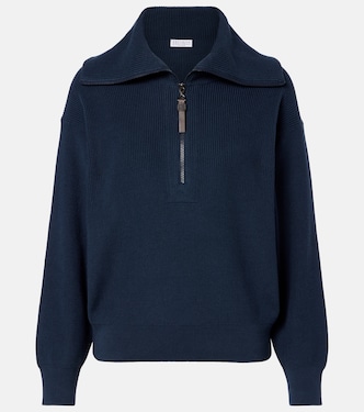 Monili cotton half-zip sweater | Brunello Cucinelli
