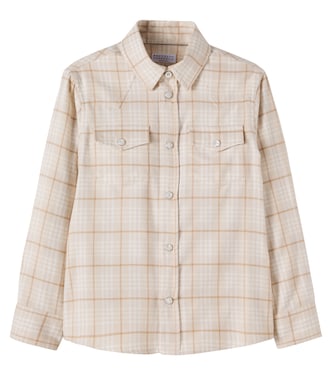Checked cotton-blend flannel shirt | Brunello Cucinelli Kids