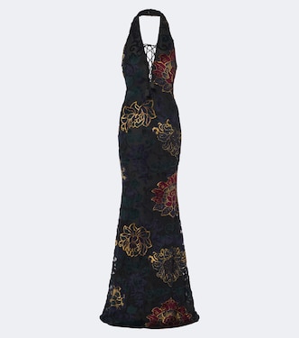 Floral jacquard jersey halterneck gown | Etro
