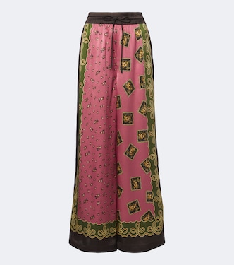 Lacey printed silk twill palazzo pants | Alémais