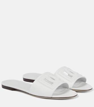 Logo cutout leather slides | Dolce&Gabbana