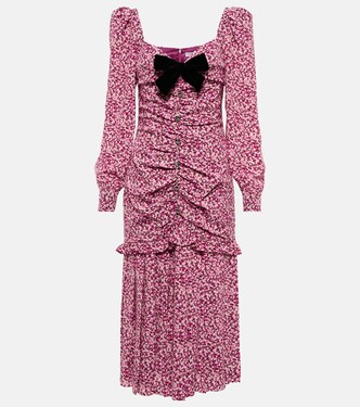 Robe midi en soie à fleurs | Alessandra Rich