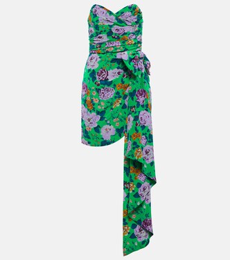 Robe bustier en soie à fleurs | Alessandra Rich