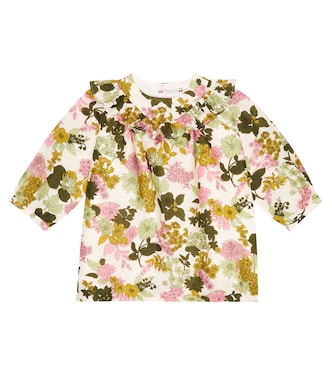 Baby Falbali floral cotton and linen dress | Bonpoint