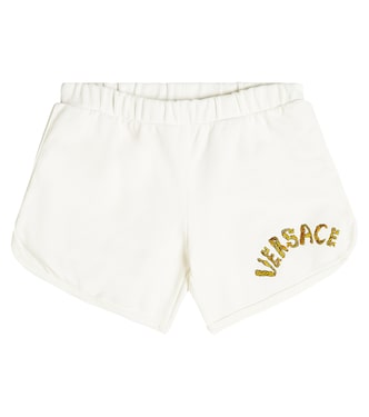 Logo cotton fleece shorts | Versace Kids